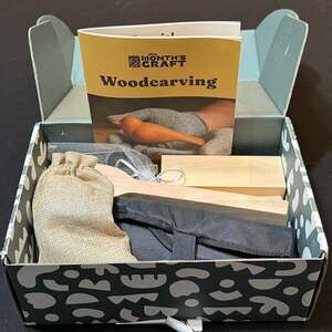 This Month's Craft Woodcarving Starter Kit with Tools, Wood, & Instruction